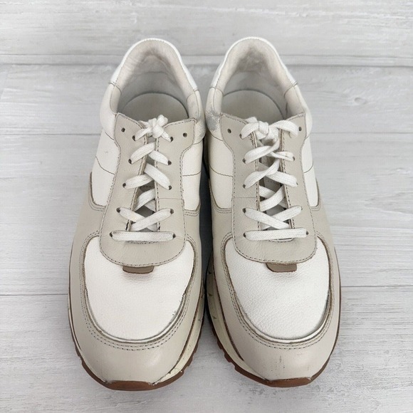 Madewell Kickoff Trainer Sneakers‎ Size 8.5 in Neutral Colorblock Leather Cream - Picture 3 of 13